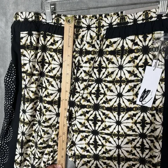 NWT Soft Surroundings Women XL Pants Canna Black Yellow Beachy Flowy Wide Leg